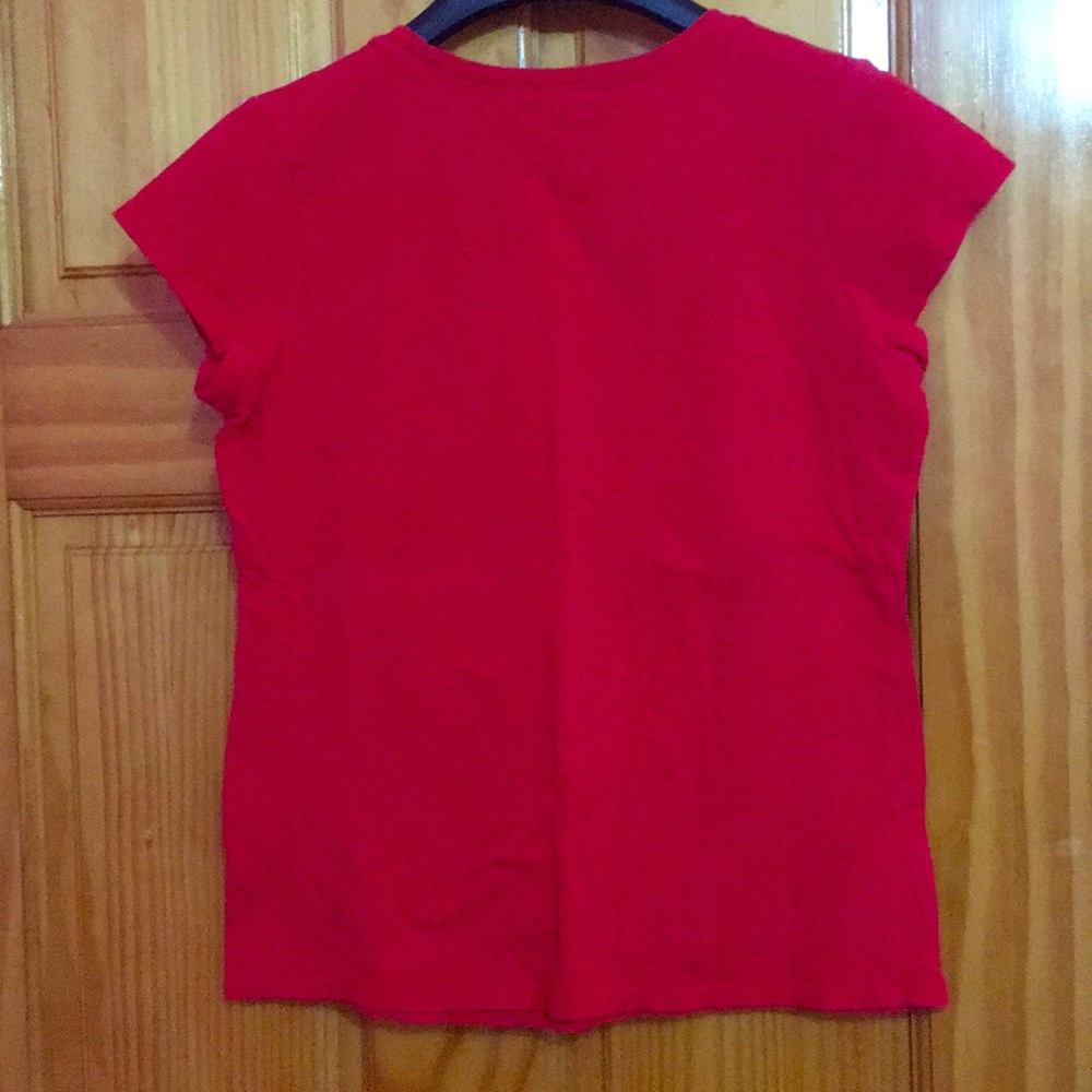 GIRLS RED T-SHIRT WITH SILVER GLITTER PARIS HEART - Picture 5 of 5